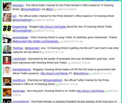 Downing Street twitter tweetscan search