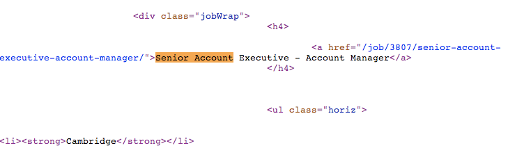Searching within HTML