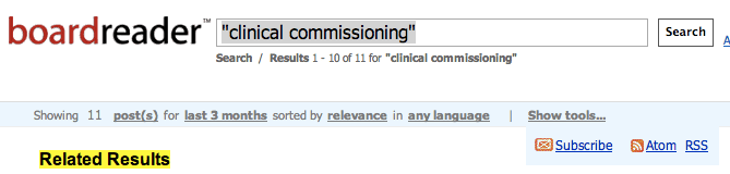 Boardreader RSS feed on CCGs