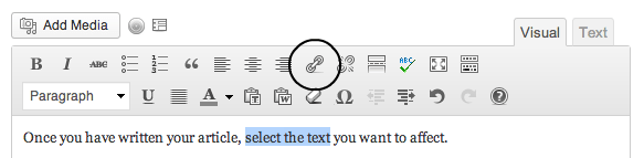 The Wordpress formatting button for linking