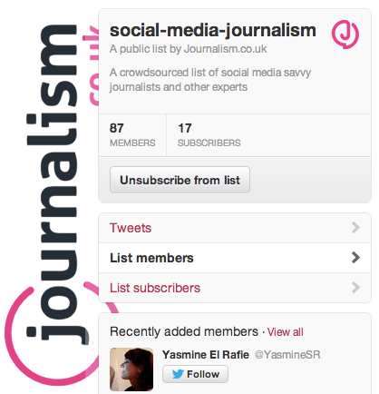 Journalism.co.uk curation - twitter lists Journalism.co.uk curation - twitter lists