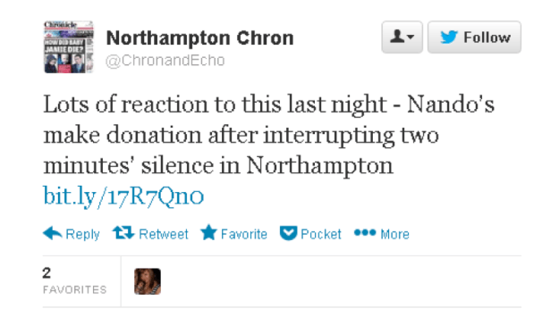 Northampton Chronicle tweet - "Lots of reaction to this last night..."