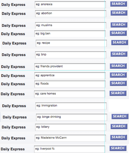 Daily Express search suggestions