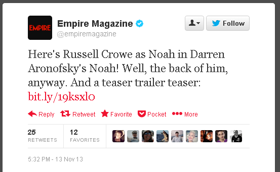Empire magazine tweet - Here's Russell Crowe...