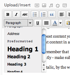 Heading Drop Down menu