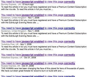 Google News results for Johnston Press pages