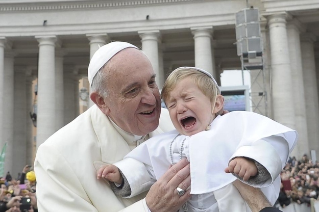 child crying pope