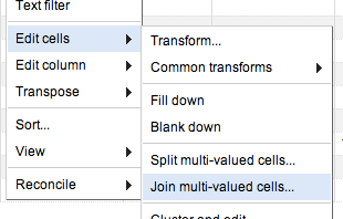 Join cells menu