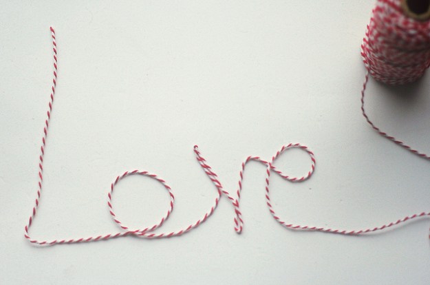 The word love written with string