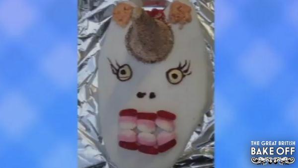 bake off: scary unicorn cake