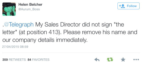 twitter objection telegraph letter