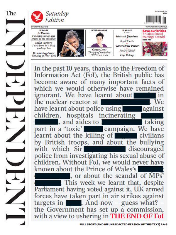 Independent front page on FOI