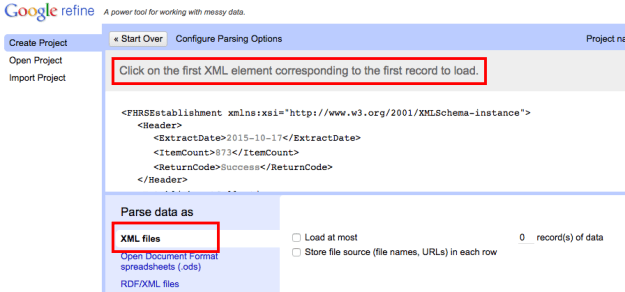 open refine XML import