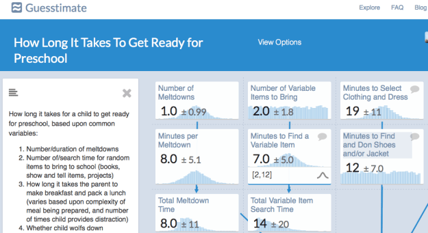 guesstimate: how long it takes to get ready for preschool