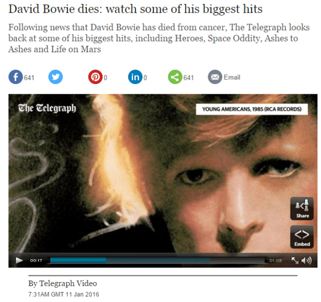 Video David Bowie dies watch some of his biggest hits Telegraph