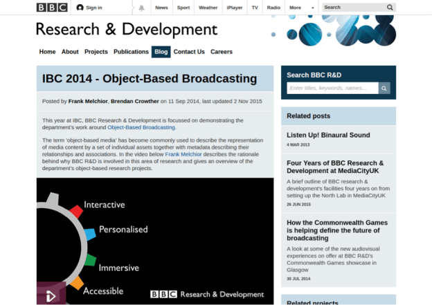 BBC object based broadcasting