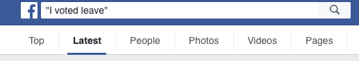 'I voted leave' search on Facebook