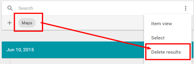 Google My Activity delete map results