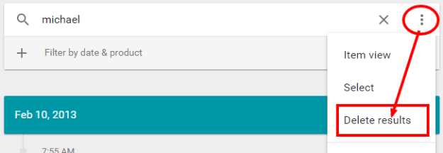 Google My Activity delete results