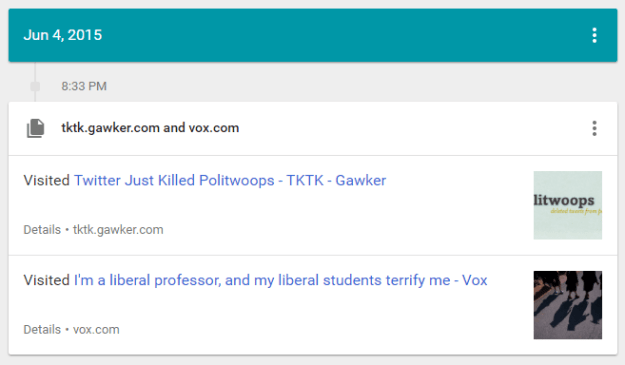 Google My Activity news