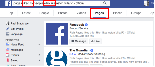 pages liked by people who like Aston Villa