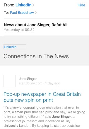 LinkedIn: Connections in the news