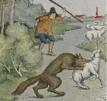 Boy who cried wolf illustration