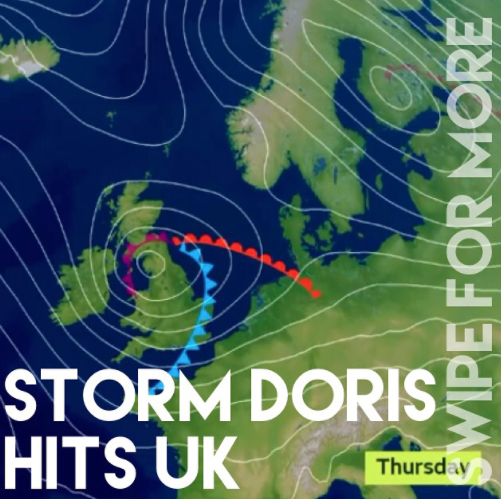 Example of using Instagram's new feature to tell Storm Doris story