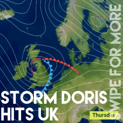Example of using Instagram's new feature to tell Storm Doris story