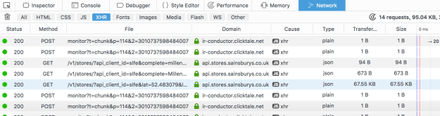 sainsburys xhr results