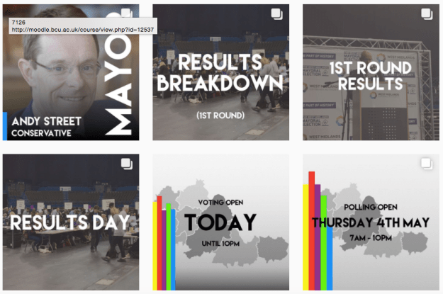 Sam Gould's election coverage on Instagram