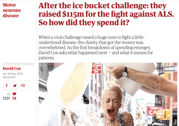 After the ice bucket challenge: they raised $115m for the fight against ALS. So how did they spend it?