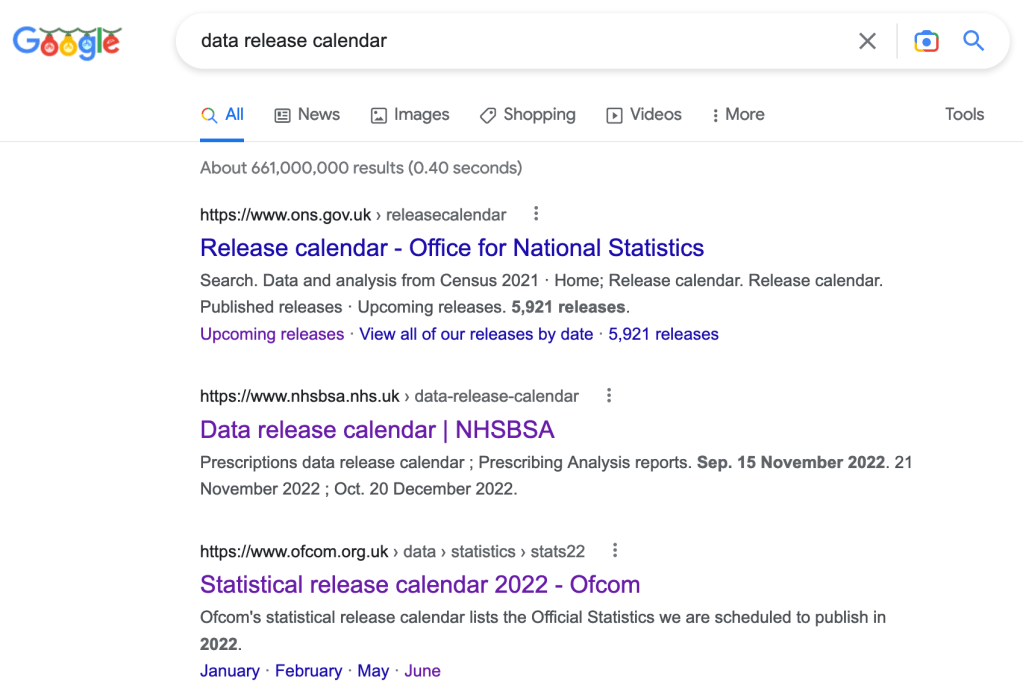 Search results for "data release calendar"