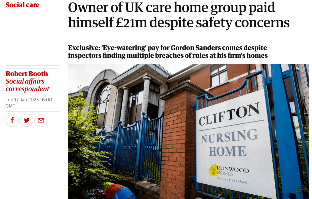Owner of UK care home group paid himself £21m despite safety concerns