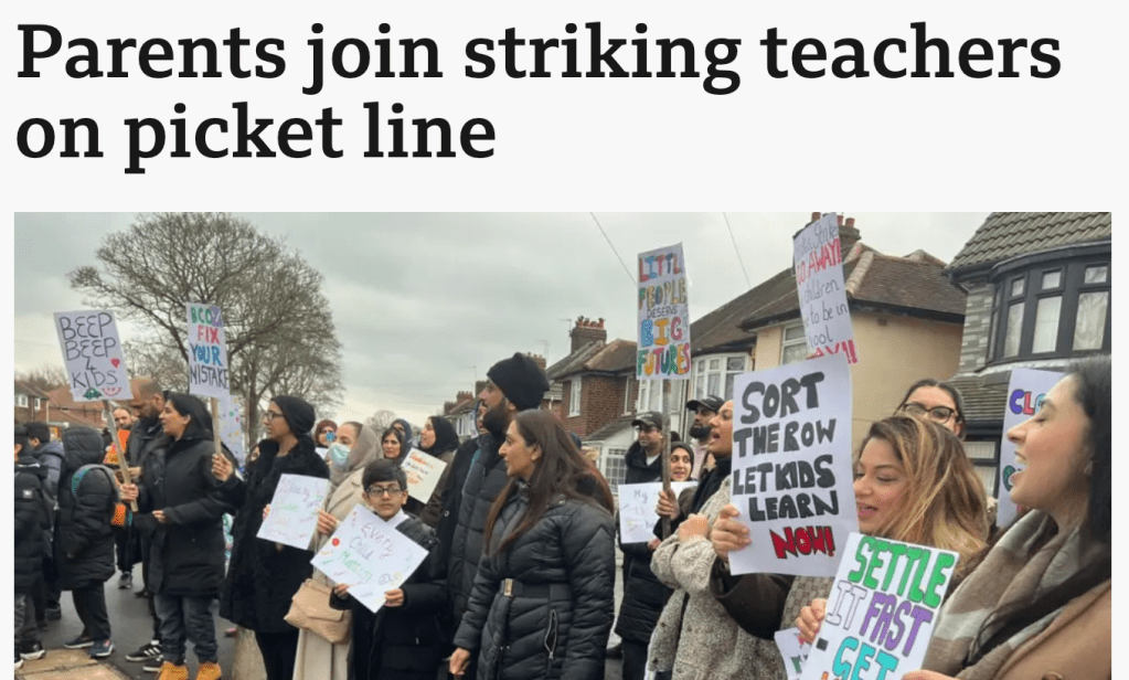 Parents join striking teachers on picket line